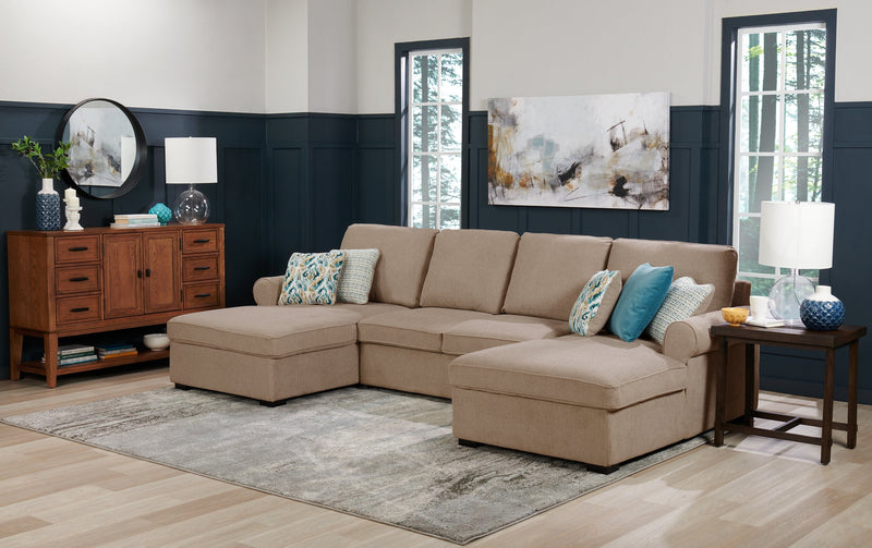 Haven 3-Piece Chenille Sleeper Sectional - Taupe