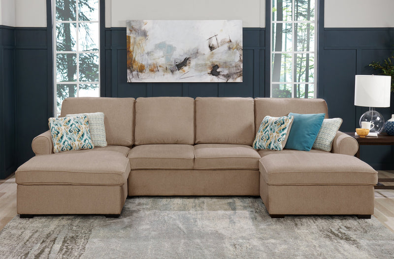 Haven 3-Piece Chenille Sleeper Sectional - Taupe