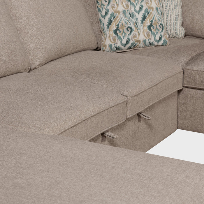 Haven 3-Piece Chenille Sleeper Sectional - Taupe