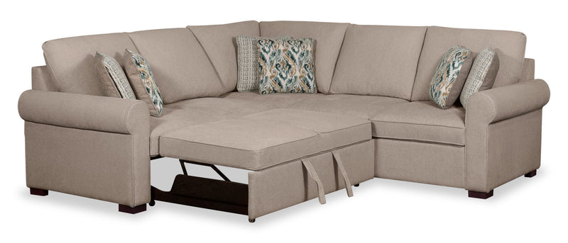 2-Piece Chenille Sectional with Left-Facing Sleeper Sofa - Taupe