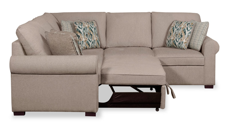 2-Piece Chenille Sectional with Left-Facing Sleeper Sofa - Taupe