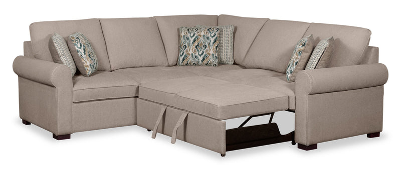Haven 2-Piece Right-Facing Chenille Sectional with Sleeper Sofa - Taupe