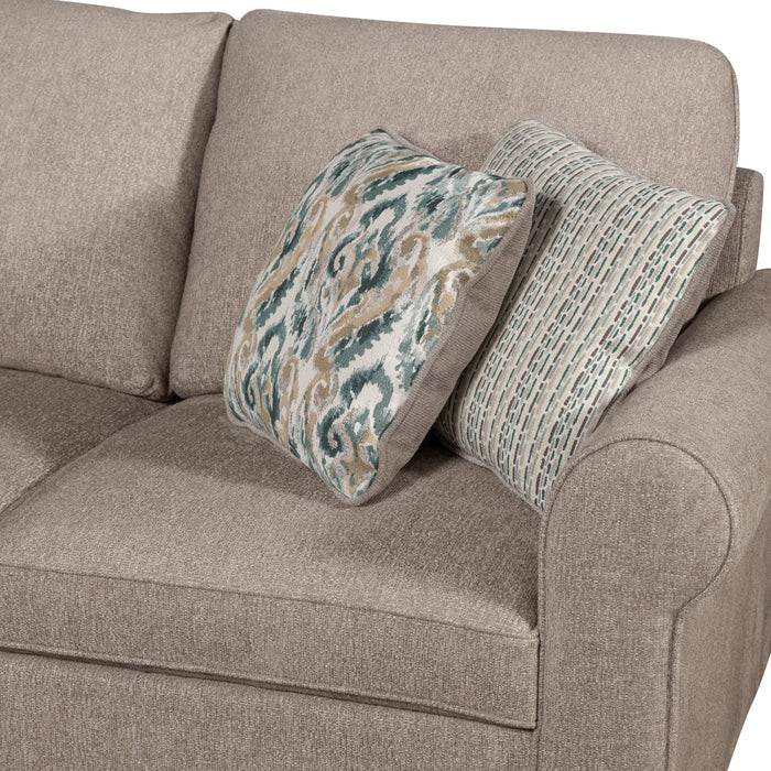 Haven 2-Piece Right-Facing Chenille Sectional with Sleeper Sofa - Taupe