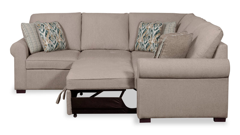 Haven 2-Piece Right-Facing Chenille Sectional with Sleeper Sofa - Taupe