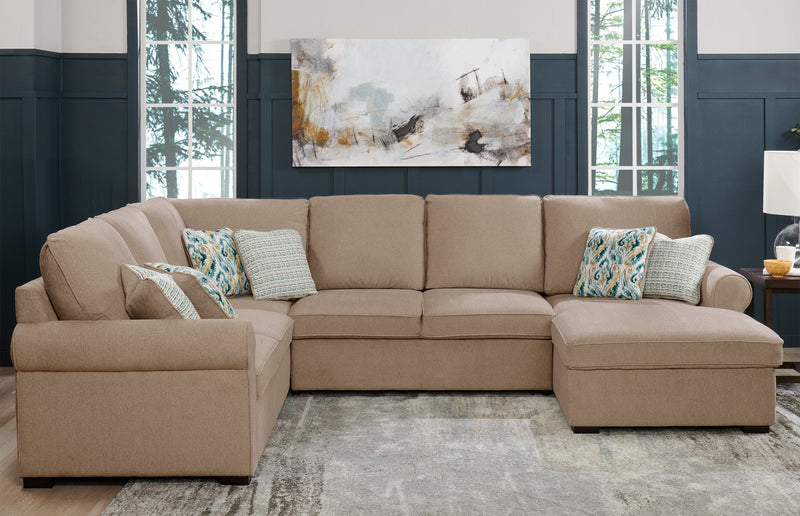 Haven 3-Piece Chenille Right-Facing Sleeper Sectional - Taupe