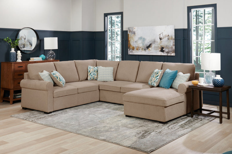 Haven 3-Piece Chenille Right-Facing Sleeper Sectional - Taupe