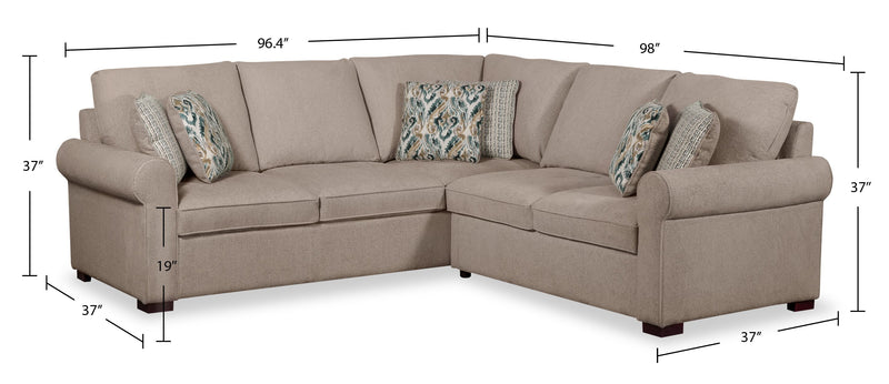 Haven 2-Piece Left-Facing Chenille Sectional - Taupe