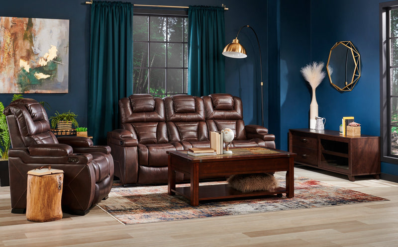 Hugo Genuine Leather Power Reclining Sofa - Brown