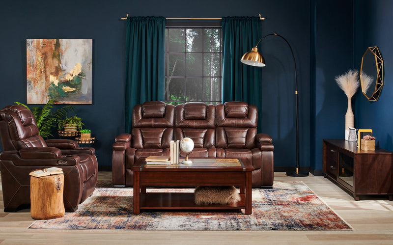 Hugo Genuine Leather Power Reclining Sofa - Brown