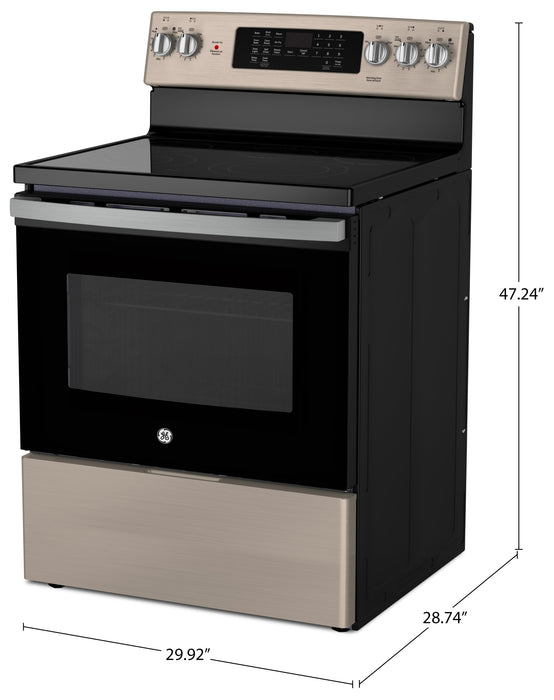 GE 5 Cu. Ft. Electric Range with True European Convection and Air Fry - Slate - JCB840ETES 