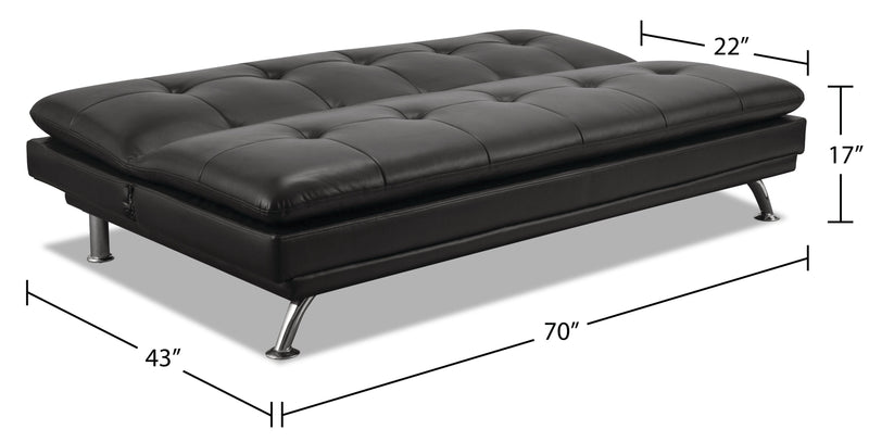 June Leather-Look Fabric Futon - Black