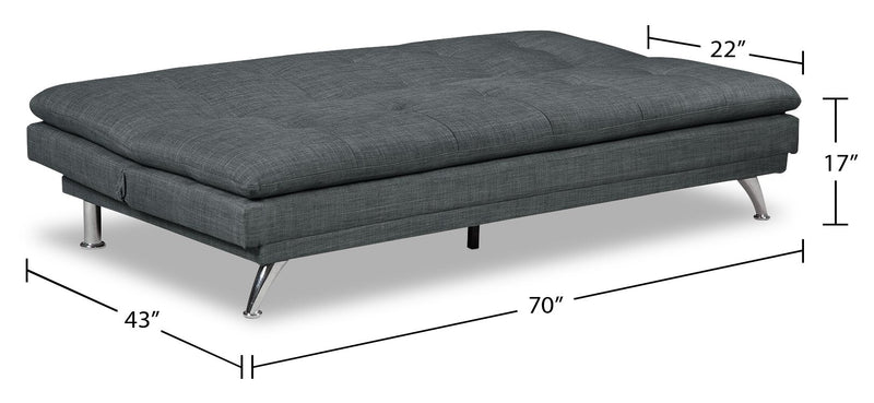 June Linen-Look Fabric Futon - Grey