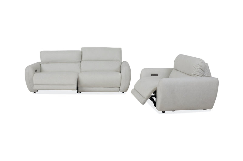 Cindy Crawford Home Kailyn 92\" Fabric Power Reclining Sofa with Power Headrests - Beige  