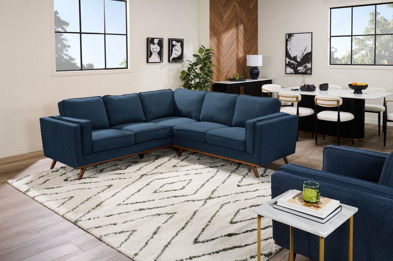 Kassia 2-Piece Linen-Look Sectional - Blue