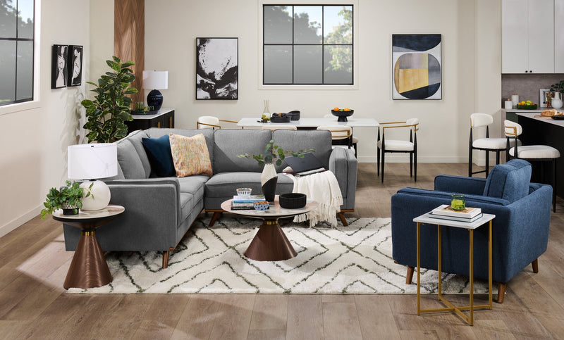 Kassia 2-Piece Linen-Look Sectional - Grey