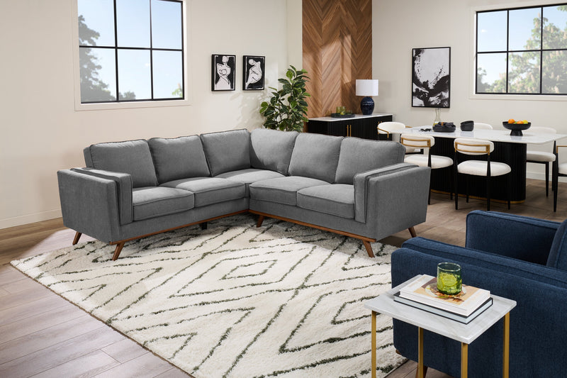 Kassia 2-Piece Linen-Look Sectional - Grey
