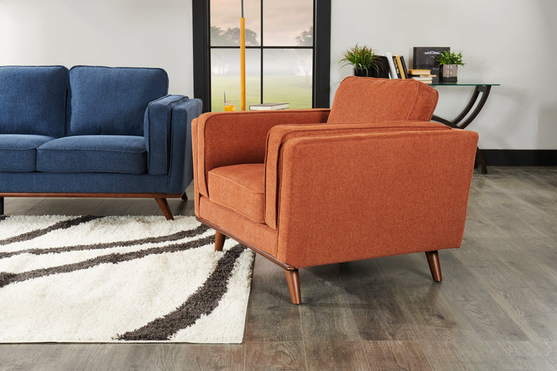 Kort & Co. Kassia 40.9\" Linen-Look Fabric Chair with Wood Base and Legs - Orange 