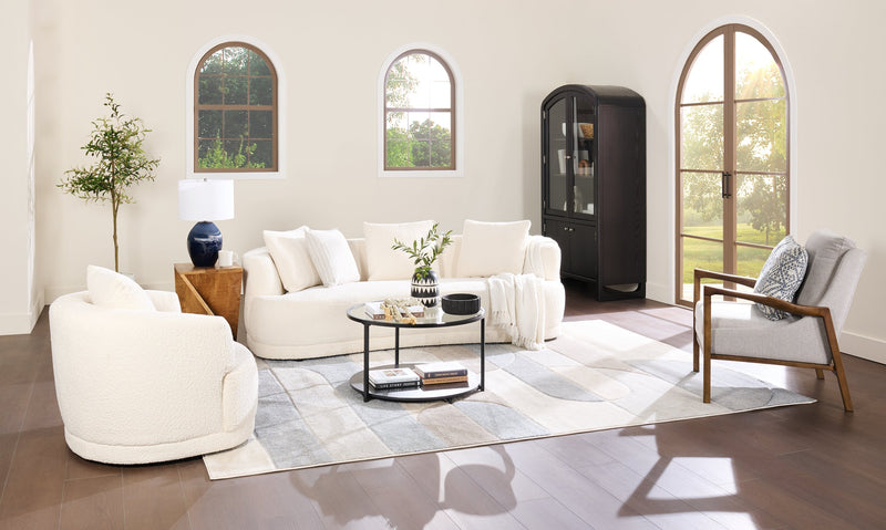 Kendal 31.5\" Modern Round Glass Top Coffee Table - Black