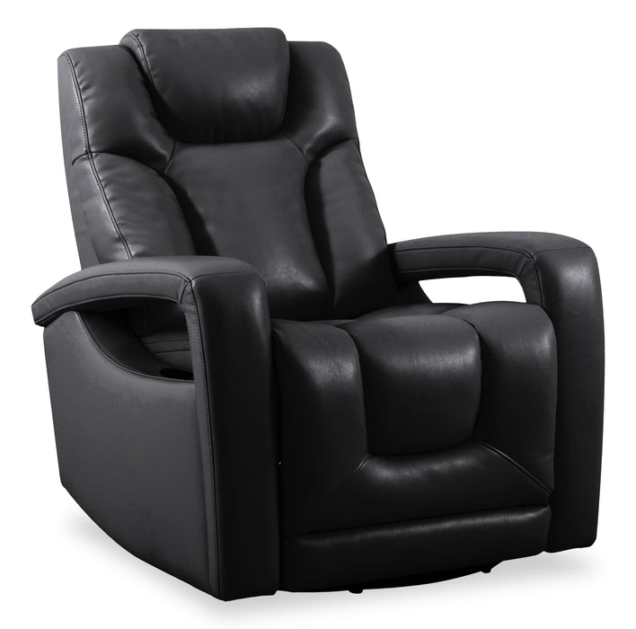 Kenzo 35\" Black Faux Leather Swivel Glider Reclining Chair