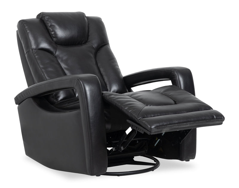 Kenzo 35\" Black Faux Leather Swivel Glider Reclining Chair