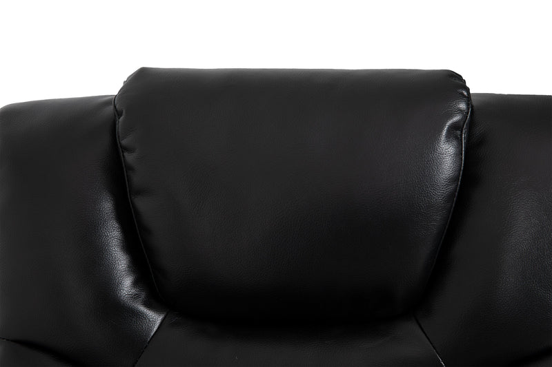 Kenzo 35\" Black Faux Leather Swivel Glider Reclining Chair