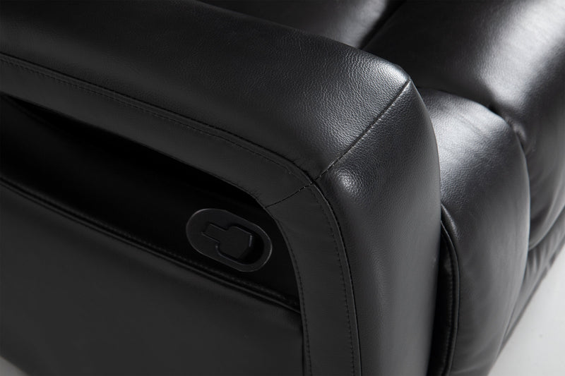 Kenzo 35\" Black Faux Leather Swivel Glider Reclining Chair