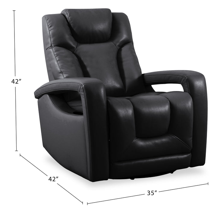 Kenzo 35\" Black Faux Leather Swivel Glider Reclining Chair