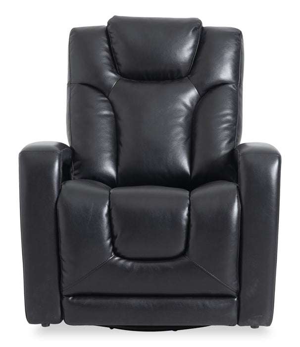 Kenzo 35\" Black Faux Leather Swivel Glider Reclining Chair