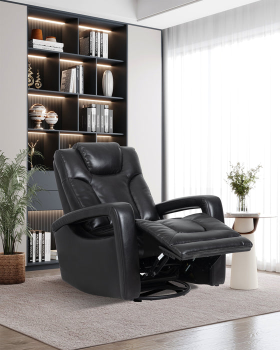 Kenzo 35\" Black Faux Leather Swivel Glider Reclining Chair