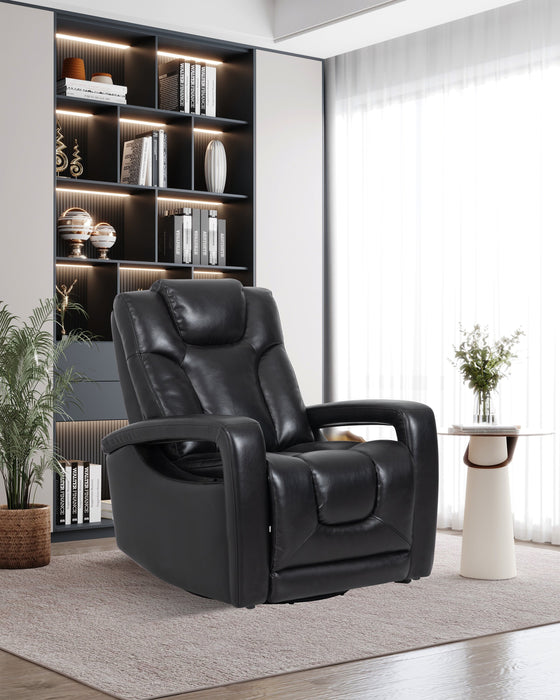 Kenzo 35\" Black Faux Leather Swivel Glider Reclining Chair