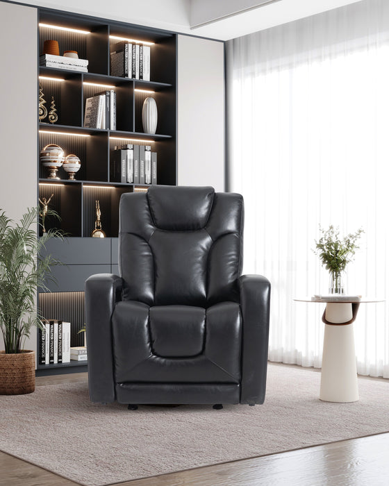 Kenzo 35\" Black Faux Leather Swivel Glider Reclining Chair