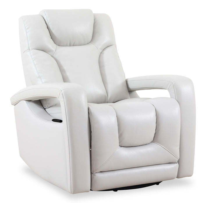 Kenzo 35\" Fog Grey Faux Leather Swivel Glider Reclining Chair 