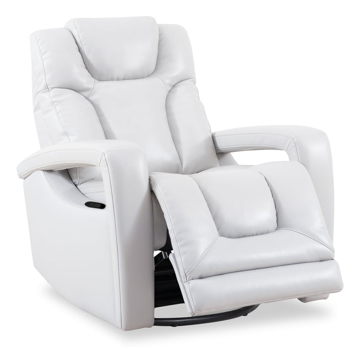 Kenzo 35\" Fog Grey Faux Leather Swivel Glider Reclining Chair 
