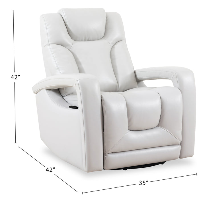 Kenzo 35\" Fog Grey Faux Leather Swivel Glider Reclining Chair 