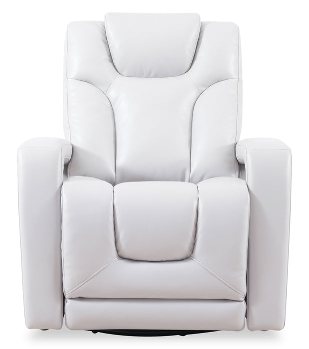 Kenzo 35\" Fog Grey Faux Leather Swivel Glider Reclining Chair 