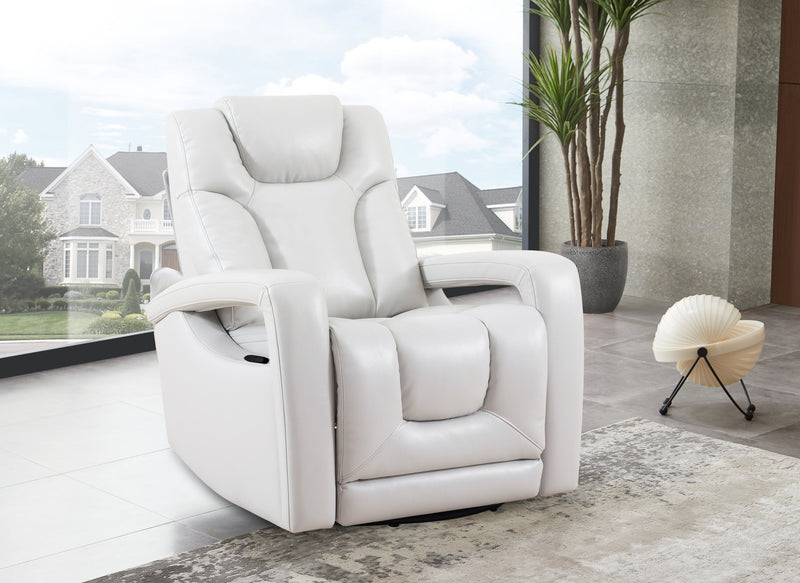 Kenzo 35\" Fog Grey Faux Leather Swivel Glider Reclining Chair 
