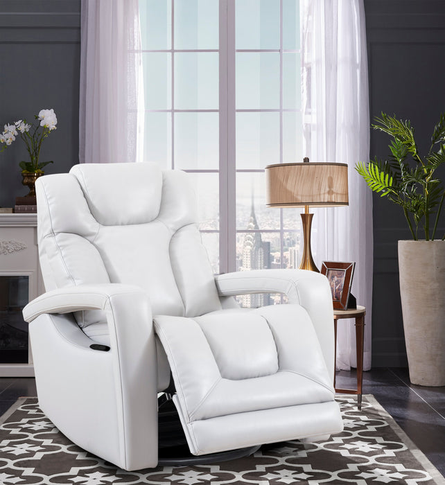 Kenzo 35\" Fog Grey Faux Leather Swivel Glider Reclining Chair 
