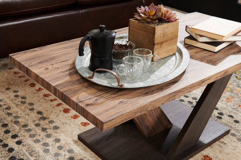 Kinsley 43.3\" Modern Coffee Table - Dark Brown Wood