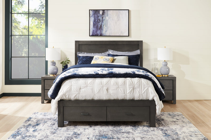 Koda Bedside 2-Drawer Nightstand, 23.7\"W x 23.7\"H, Acacia Wood - Grey 