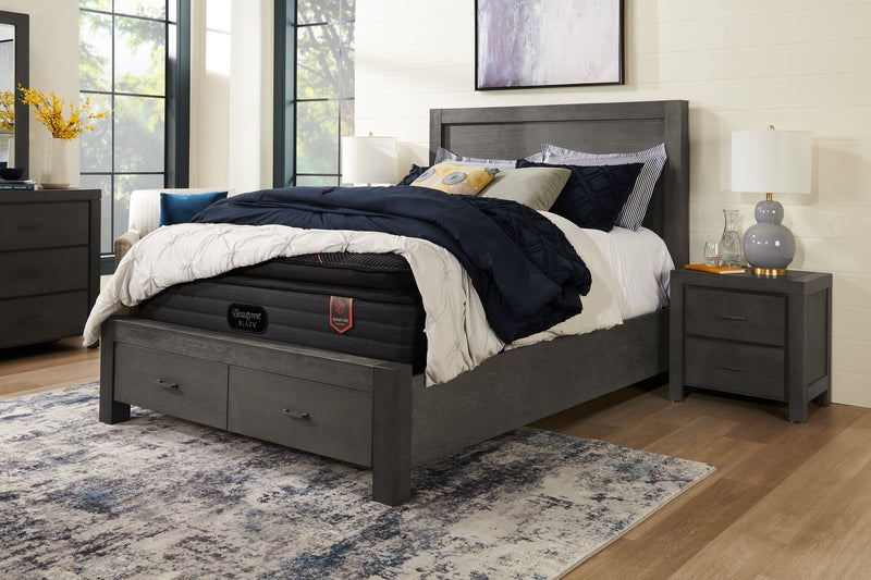 Koda Bedside 2-Drawer Nightstand, 23.7\"W x 23.7\"H, Acacia Wood - Grey 