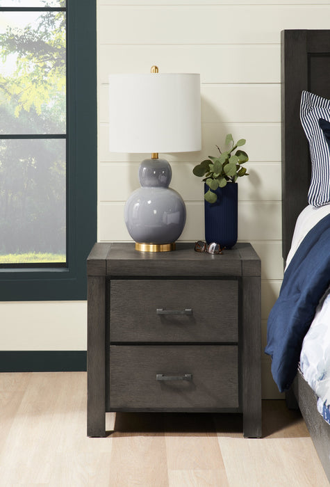 Koda Bedside 2-Drawer Nightstand, 23.7\"W x 23.7\"H, Acacia Wood - Grey 
