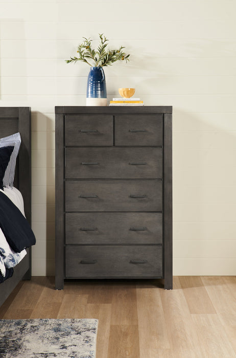 Koda Bedroom Chest of Drawers, 6-Drawer, 36\"W x 56\"H, Acacia Wood - Grey 