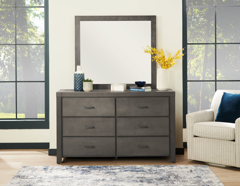 Koda Bedroom 6-Drawer Dresser, 60\"W x 36\"H, Acacia Wood - Grey 