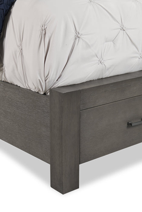 Koda Platform Storage Bed with Headboard & Frame, Wooden, Grey - Queen Size 