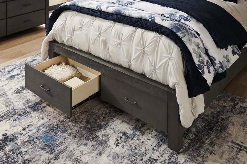 Koda Platform Storage Bed with Headboard & Frame, Wooden, Grey - Queen Size 