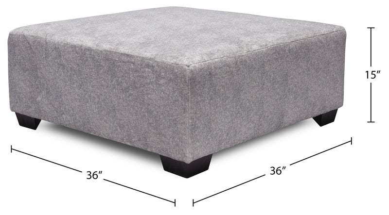 Koda Chenille Ottoman - Plush Paloma