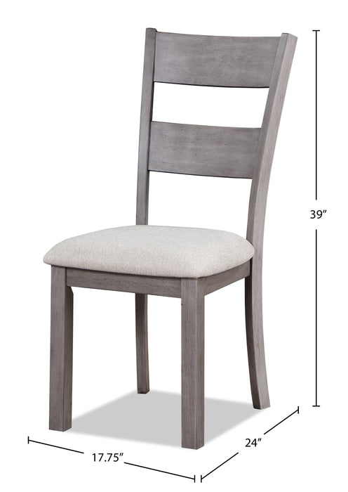 Krew Dining Chair with Polyester Fabric, Ladder-Back - Grey 