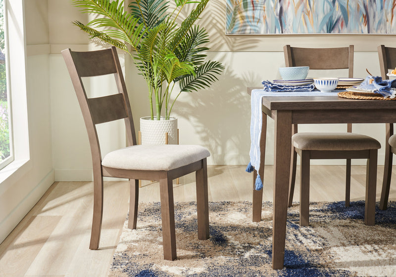 Krew Dining Chair with Polyester Fabric, Ladder-Back - Grey 