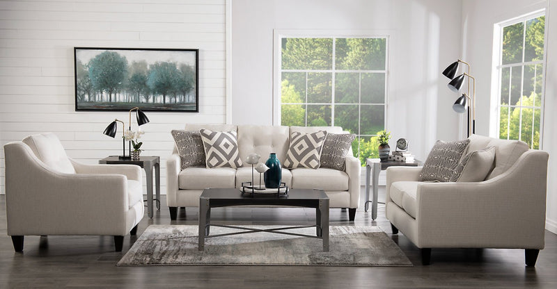 Kylie Linen-Look Fabric Loveseat - Zeus Pearl  