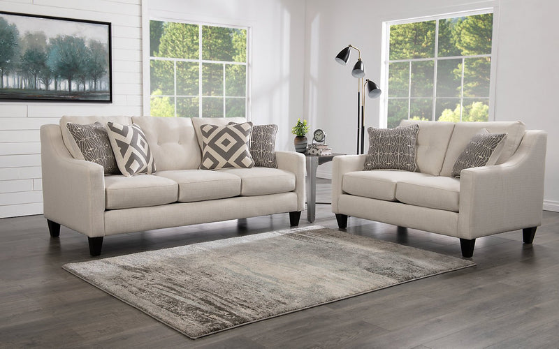 Kylie Linen-Look Fabric Loveseat - Zeus Pearl  